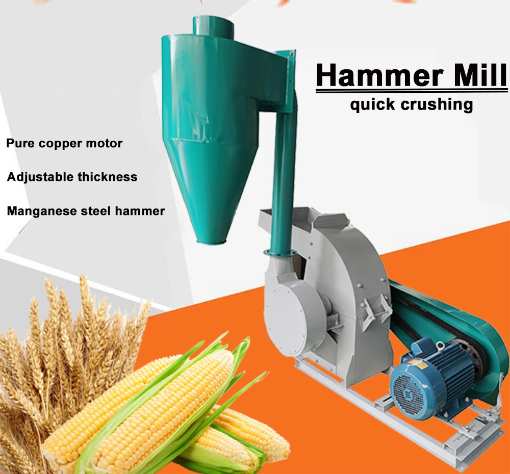 15HP Rice Straw Rice Husk Animal Feed Hammer Mill for Glass