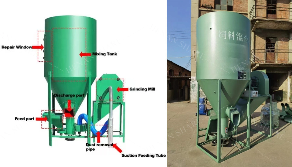 Small Farm Feed Mixer Mill Poultry Corn Feed Crusher and Mixer Grinder Machine