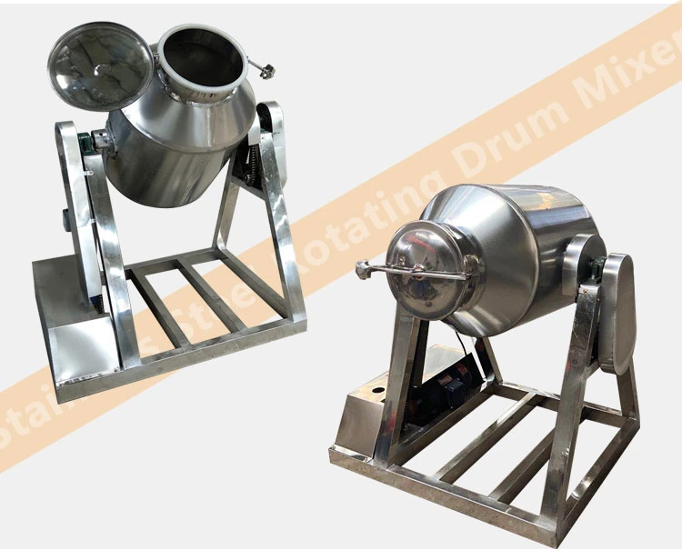 Small Poultry Feed Stainless Steel Blender Rotating Drum Powder Mixer